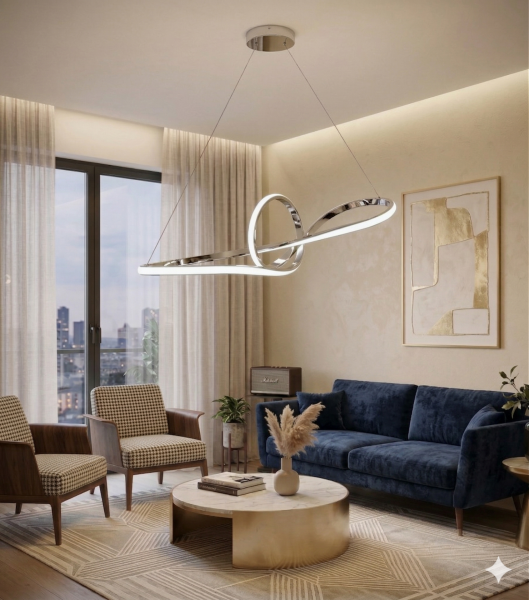 Papyon Modern LED Avize - 3 Renk Işıklı Tekli Sarkıt Tarz Avize