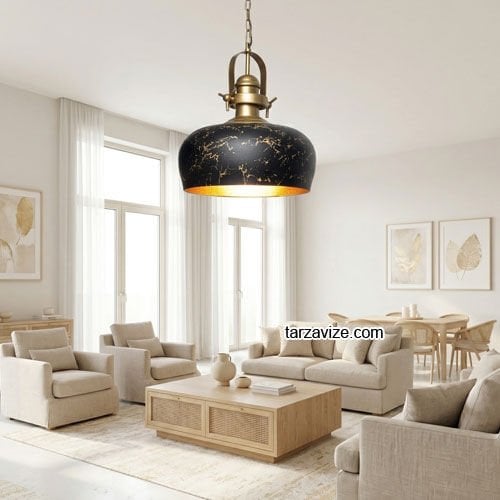 Tarzavize TRZ208-210 Dekoratif Siyah Tekli Retro Modern Sarkıt Avize