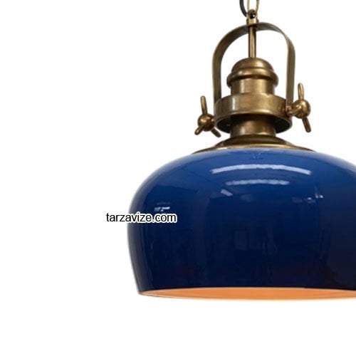 Tarzavize TRZ208-210-3 Dekoratif Mavi Tekli Retro Sarkıt Avize