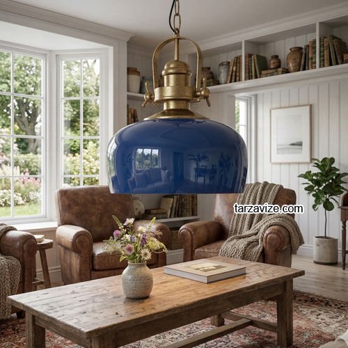 Tarzavize TRZ208-210-3 Dekoratif Mavi Tekli Retro Sarkıt Avize