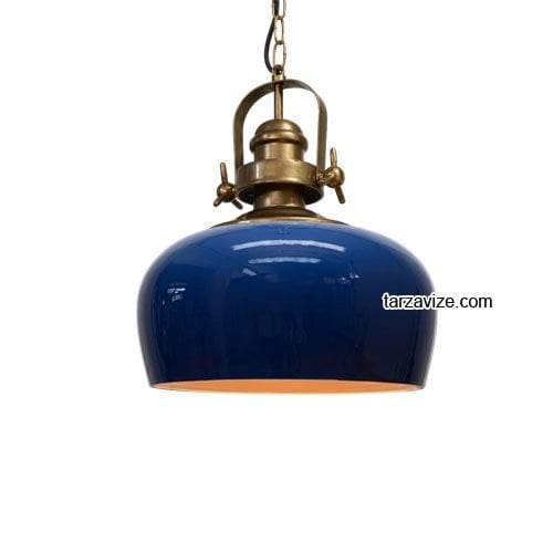 Tarzavize TRZ208-210-3 Dekoratif Mavi Tekli Retro Sarkıt Avize