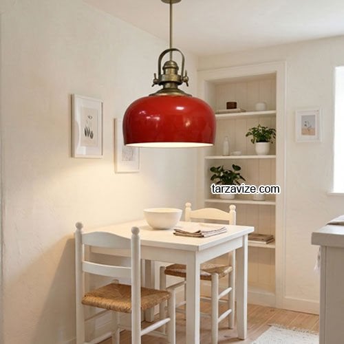 Tarzavize TRZ208-210-4 Dekoratif Kırmızı Tekli Retro Sarkıt Avize