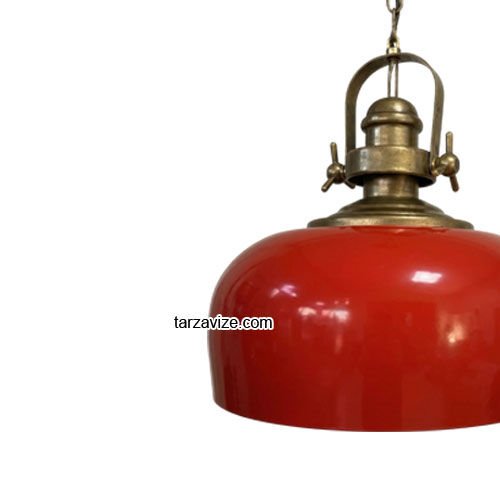 Tarzavize TRZ208-210-4 Dekoratif Kırmızı Tekli Retro Sarkıt Avize