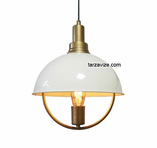 Tarzavize TYMB1 Dekoratif Beyaz Tekli Retro Modern Sarkıt Avize