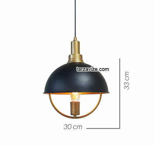 Tarzavize TYMS1 Dekoratif Siyah Tekli Retro Modern Sarkıt Avize