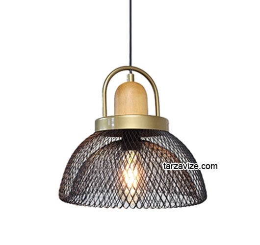 Tarzavize TYM3 Dekoratif Kafesli Siyah Tekli Retro Modern Sarkıt Avize