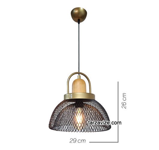 Tarzavize TYM3 Dekoratif Kafesli Siyah Tekli Retro Modern Sarkıt Avize