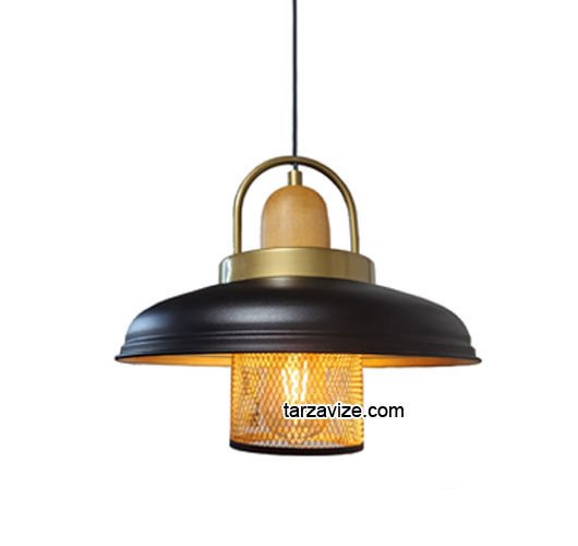 Tarzavize TYM4 Dekoratif Kafesli Siyah Tekli Retro Modern Sarkıt Avize