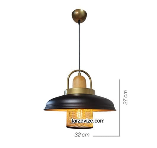 Tarzavize TYM4 Dekoratif Kafesli Siyah Tekli Retro Modern Sarkıt Avize