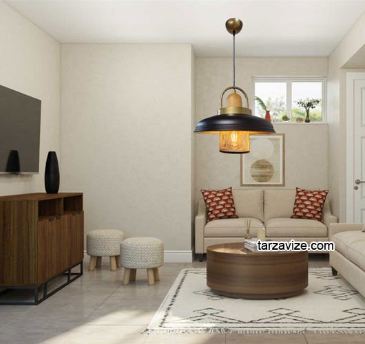 Tarzavize TYM4 Dekoratif Kafesli Siyah Tekli Retro Modern Sarkıt Avize