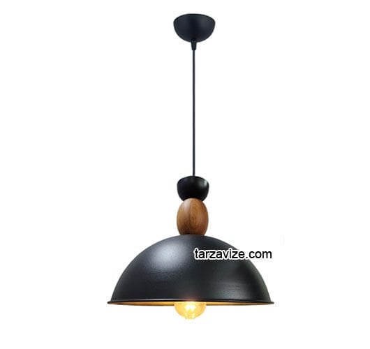 Tarzavize TYMS7 Dekoratif Siyah Tekli Retro Modern Sarkıt Avize