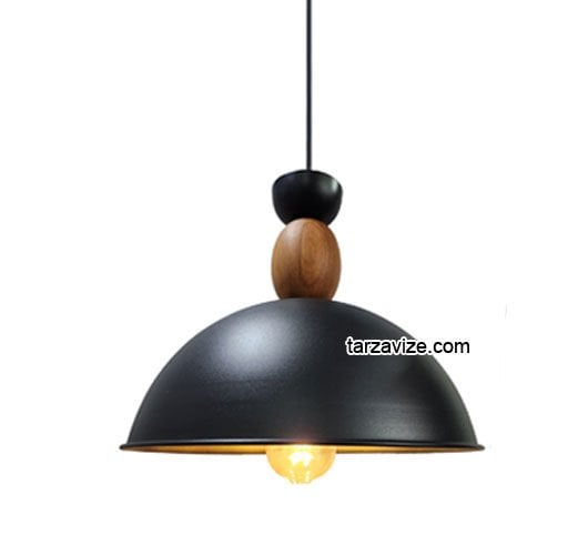 Tarzavize TYMS7 Dekoratif Siyah Tekli Retro Modern Sarkıt Avize