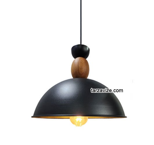 Tarzavize TYMS7 Dekoratif Siyah Tekli Retro Modern Sarkıt Avize