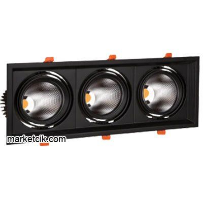 Marketcik 3x30 Watt Sıva Altı Siyah Üçlü Led Spot Armatür Beyaz-Günışığı Işık Gün ışığı