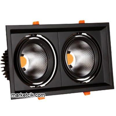 Marketcik 2x30 Watt Sıva Altı Siyah İkili Led Spot Armatür Beyaz-Günışığı Işık Gün ışığı