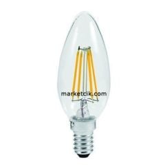 Marketcik 4 Watt E14 Duy Led Filament Ampul, İnce Duy Mum Model Led Ampul