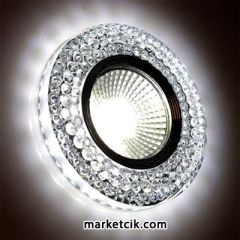 Marketcik Sıva Altı Dekoratif Kristal Cam Led Spot Armatür 3 Watt Beyaz-Günışığı Işık Beyaz Işık