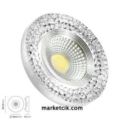 Marketcik Sıva Altı Dekoratif Kristal Cam Led Spot Armatür 3 Watt Beyaz-Günışığı Işık Gün ışığı