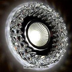 Marketcik Sıva Altı Dekoratif Kristal Cam Led Spot Armatür 3 Watt Beyaz-Günışığı Işık Beyaz Işık