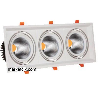Marketcik 3x20 Watt Sıva Altı Beyaz Üçlü Led Spot Armatür Beyaz-Günışığı Işık Gün ışığı