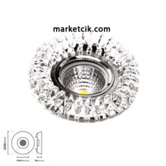 Marketcik Sıva Altı Dekoratif Kristal Cam Led Spot Armatür Beyaz-Günışığı Işık Gün ışığı