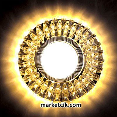 Marketcik Sıva Altı Dekoratif Kristal Cam Led Spot Armatür 3 Watt Beyaz-Günışığı Işık Beyaz Işık