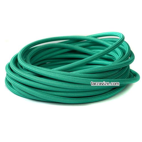 Tarzavize 2x0,50mm Zümrüt Yeşili Renk Dekoratif Örgülü Kumaş Kablo, 5 Metre