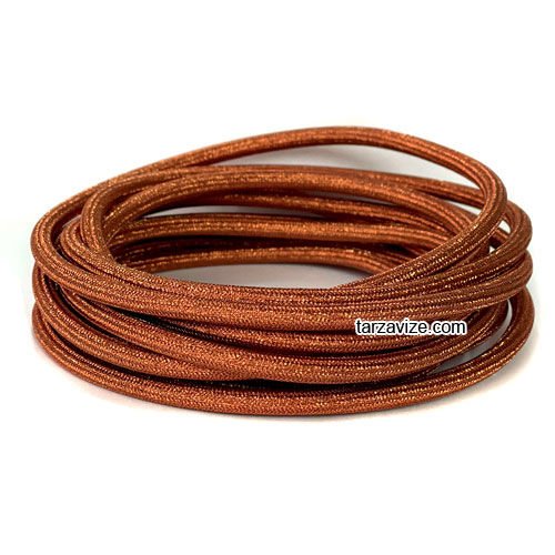 Tarzavize 2x0,50mm Bakır Renk Dekoratif Örgülü Kumaş Kablo, 1 Metre