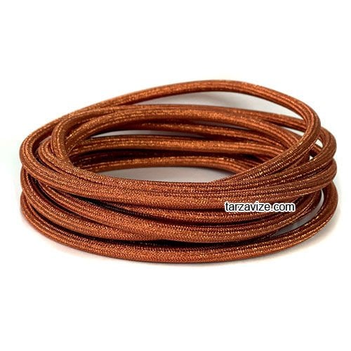 Tarzavize 2x0,50mm Bakır Renk Dekoratif Örgülü Kumaş Kablo, 5 Metre