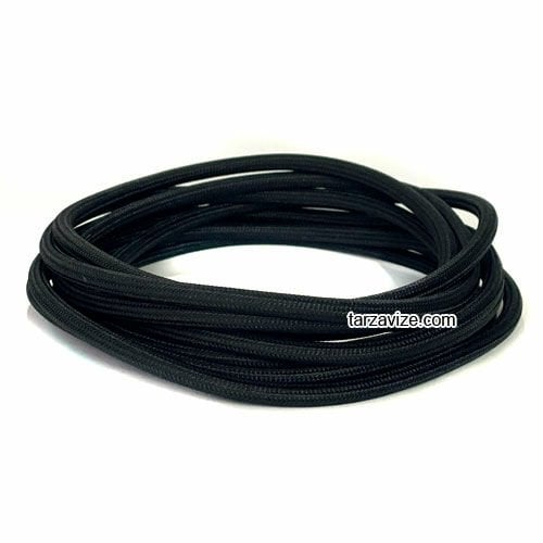 Tarzavize 2x0,50mm Siyah Renk Dekoratif Örgülü Kumaş Kablo, 5 Metre