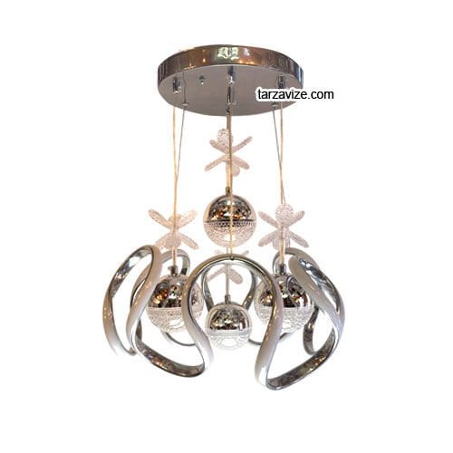 Sarmaşık Krom Kasa 4 Top Modern LED Avize - 3 Renk Işıklı Tekli Sarkıt Tarz Avize