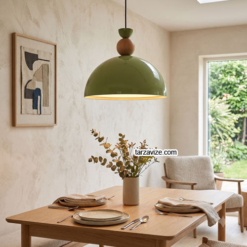 Tarzavize TRT85 Dekoratif Yeşil Tekli Retro Modern Sarkıt Avize