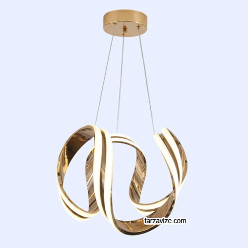 Roma Gold Kasa Modern LED Avize 3 Renk Işıklı Tekli Sarkıt Tarz Avize
