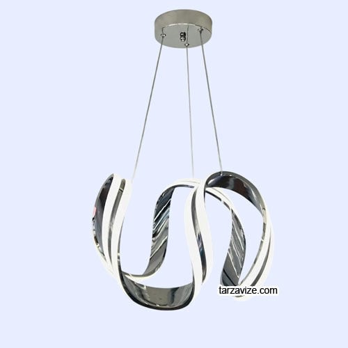 Roma Krom Kasa Modern LED Avize 3 Renk Işıklı Tekli Sarkıt Tarz Avize