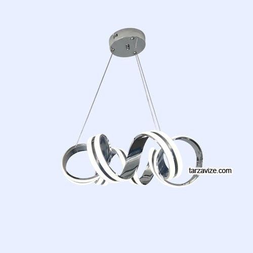 Milano Krom Kasa Modern LED Avize 3 Renk Işıklı Tekli Sarkıt Tarz Avize