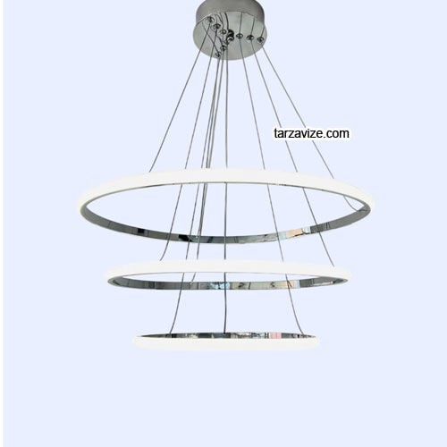 Paris Krom Kasa Modern LED Avize 3 Renk Işıklı Tekli Sarkıt Tarz Avize