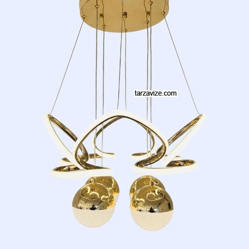 Malta Gold Kasa Modern LED Avize 3 Renk Işıklı Tekli Sarkıt Tarz Avize
