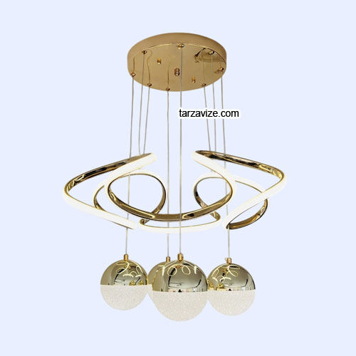 Napoli Gold Kasa 4 Top Modern LED Avize 3 Renk Işıklı Tekli Sarkıt Tarz Avize