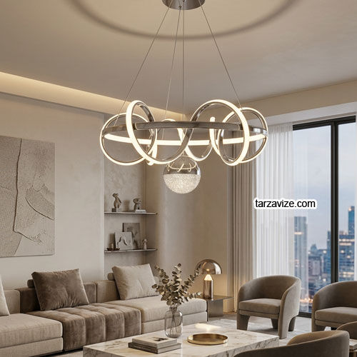 İstanbul Krom Kasa 1 Toplu Modern LED Avize 3 Renk Işıklı Tekli Sarkıt Tarz Avize