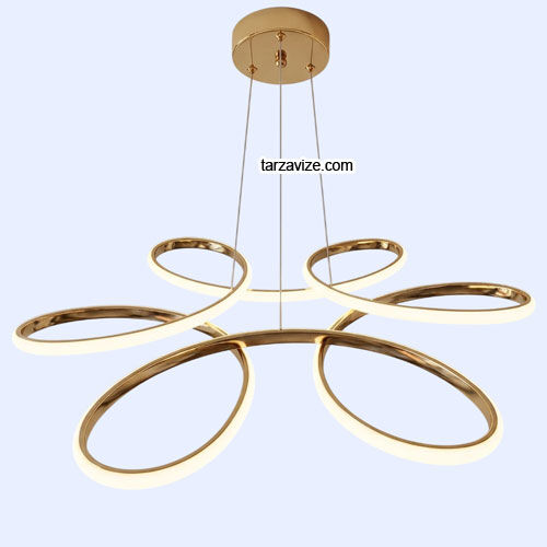 Porto Gold Kasa Modern LED Avize 3 Renk Işıklı Tekli Sarkıt Tarz Avize