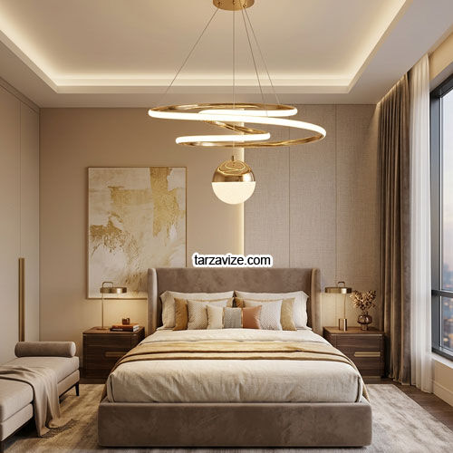 Madrid Gold Kasa 1 Toplu Modern LED Avize 3 Renk Işıklı Tekli Sarkıt Tarz Avize