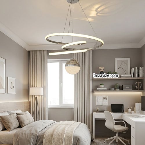 Madrid Krom Kasa 1 Toplu Modern LED Avize 3 Renk Işıklı Tekli Sarkıt Tarz Avize