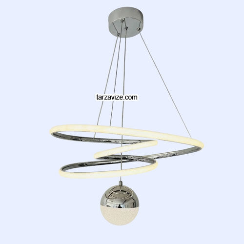 Madrid Krom Kasa 1 Toplu Modern LED Avize 3 Renk Işıklı Tekli Sarkıt Tarz Avize