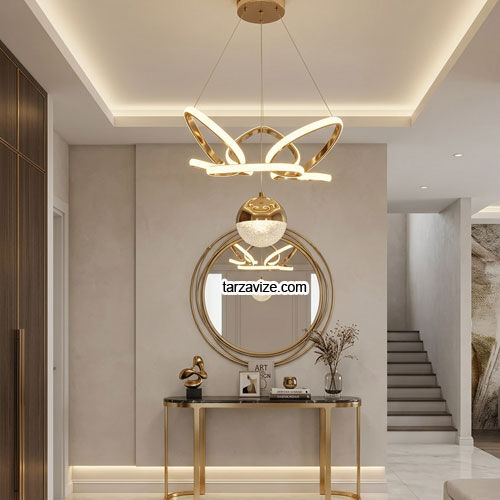 Stockholm Gold Kasa 1 Toplu Modern LED Avize 3 Renk Işıklı Tekli Sarkıt Tarz Avize