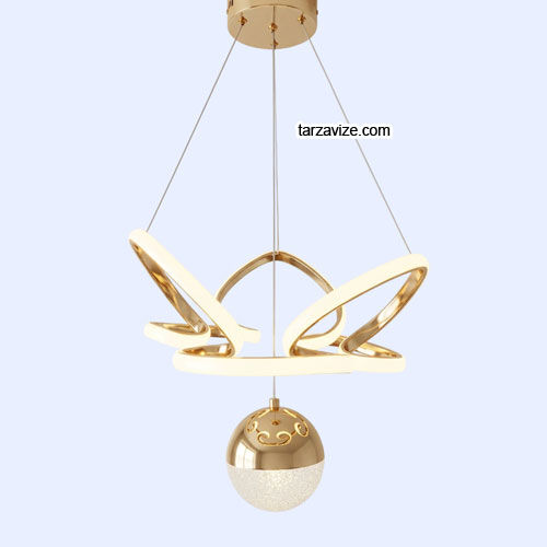 Stockholm Gold Kasa 1 Toplu Modern LED Avize 3 Renk Işıklı Tekli Sarkıt Tarz Avize