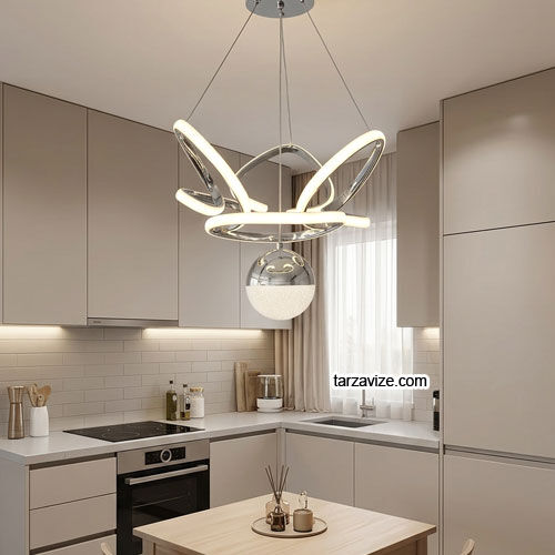 Stockholm Krom Kasa 1 Toplu Modern LED Avize 3 Renk Işıklı Tekli Sarkıt Tarz Avize
