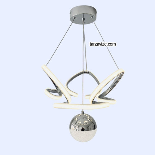 Stockholm Krom Kasa 1 Toplu Modern LED Avize 3 Renk Işıklı Tekli Sarkıt Tarz Avize