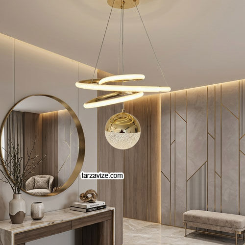 Tokyo Gold Kasa 1 Toplu Modern LED Avize 3 Renk Işıklı Tekli Sarkıt Tarz Avize