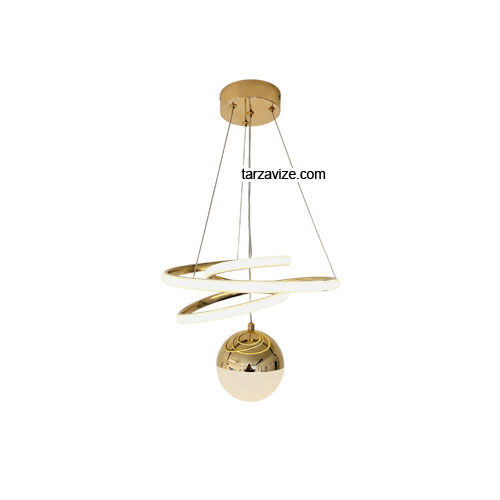 Tokyo Gold Kasa 1 Toplu Modern LED Avize 3 Renk Işıklı Tekli Sarkıt Tarz Avize