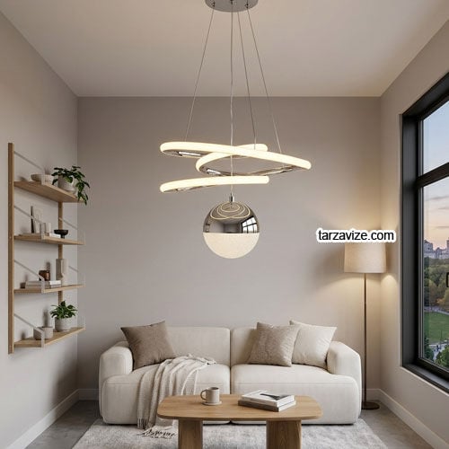 Tokyo Krom Kasa 1 Toplu Modern LED Avize 3 Renk Işıklı Tekli Sarkıt Tarz Avize